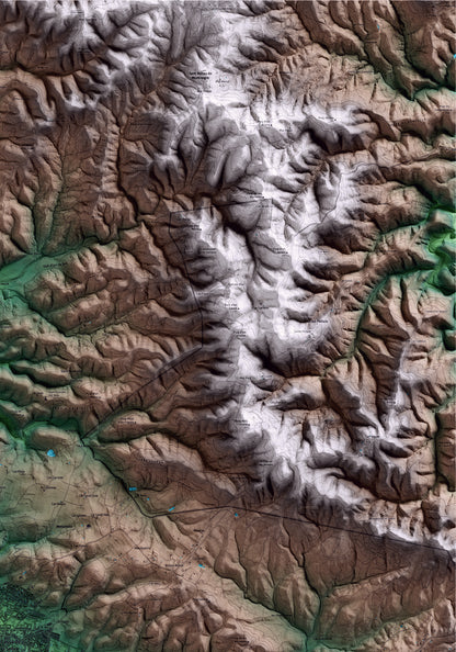 Mapa artístico del relieve de Cassà de la Selva, al Gironès, con 15 km de entorno y base topográfica ICGC. Detalle de la zona superior derecha.