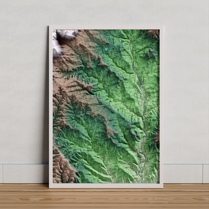 Mapa artístico del relieve de Casserres, al Berguedà, con 15 km de entorno y base topográfica ICGC. Presentación enmarcada.