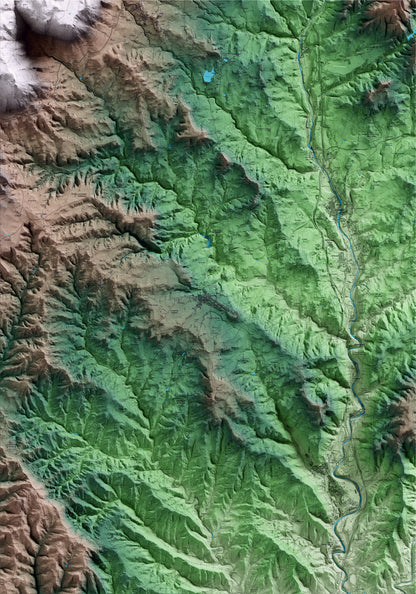 Mapa artístico del relieve de Casserres, al Berguedà, con 15 km de entorno y base topográfica ICGC
