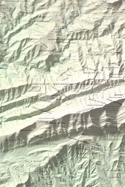Mapa de relieve de Castell de Besora, 1030 m, Osona, lámina 100 Cims de Trobart. Detalle de la zona inferior derecha. 61 × 91 cm.
