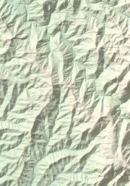 Mapa de relieve de Castell de Bocs, 662 m, Vallès Occidental, lámina 100 Cims de Trobart. Detalle de la zona superior izquierda. 70 × 100 cm.