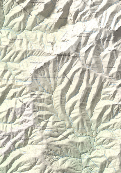 Mapa de relieve de Castell de Bocs, 662 m, Vallès Occidental, lámina 100 Cims de Trobart. Detalle de la zona inferior derecha. 70 × 100 cm.