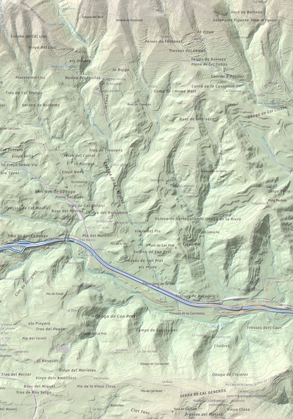 Mapa de relieve de Castell de Boixadors, 848 m, Anoia, lámina 100 Cims de Trobart. Detalle de la zona inferior derecha. 70 × 100 cm.