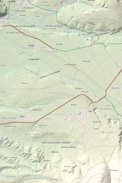 Mapa de relieve de Castell de Llívia, 1358 m, Cerdanya, lámina 100 Cims de Trobart. Detalle de la zona inferior derecha. 61 × 91 cm.
