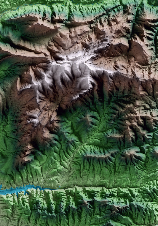 Mapa artístico del relieve de Castell de l'Areny, al Berguedà, con 15 km de entorno y base topográfica ICGC