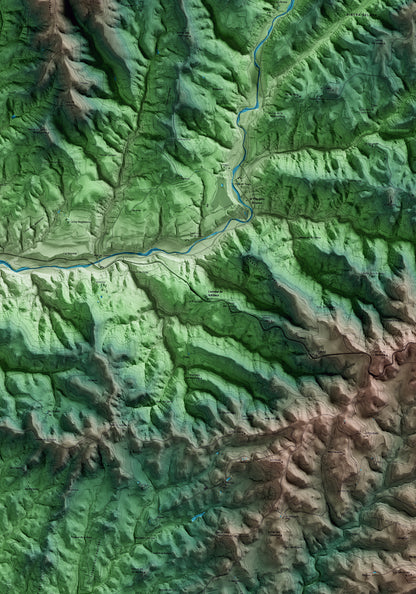 Mapa artístico del relieve de Castellar de la Ribera, al Solsonès, con 15 km de entorno y base topográfica ICGC. Detalle de la zona central.