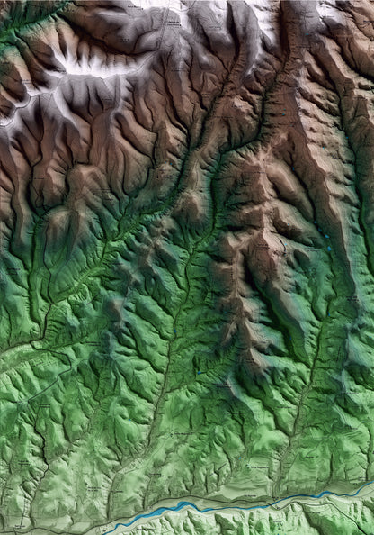 Mapa artístico del relieve de Castellar de la Ribera, al Solsonès, con 15 km de entorno y base topográfica ICGC. Detalle de la zona superior izquierda.