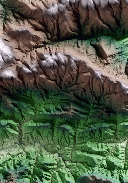 Mapa artístico del relieve de Castellar de n'Hug, al Berguedà, con 15 km de entorno y base topográfica ICGC