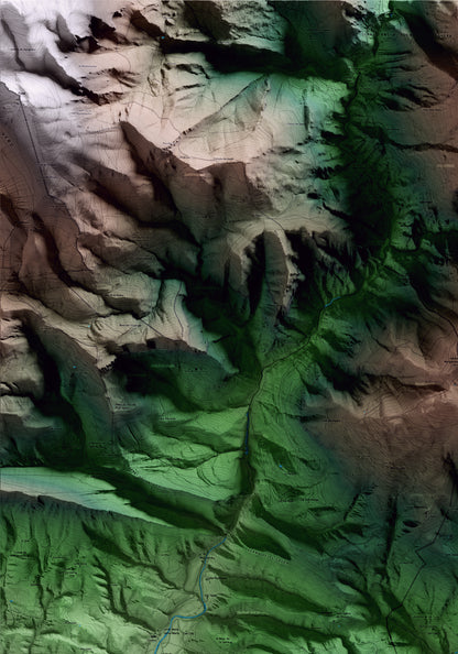 Mapa artístico del relieve de Castellar del Riu, al Berguedà, con 15 km de entorno y base topográfica ICGC. Detalle de la zona superior izquierda.