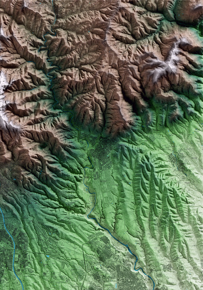 Mapa artístico del relieve de Castellar del Vallès, al Vallès Occidental, con 15 km de entorno y base topográfica ICGC