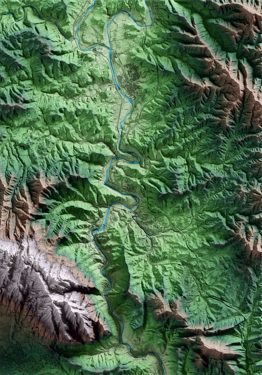 Mapa artístico del relieve de Castellbell i el Vilar, al Bages, con 15 km de entorno y base topográfica ICGC
