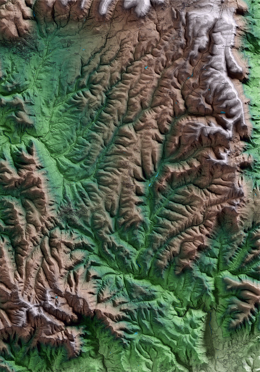 Mapa artístico del relieve de Castellcir, al Moianès, con 15 km de entorno y base topográfica ICGC
