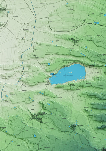 Mapa artístico del relieve de Castellnou de Seana, en el Pla d'Urgell, con 15 km de entorno y base topográfica ICGC. Detalle de la zona superior izquierda.