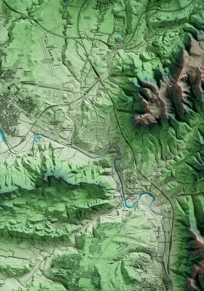 Mapa artístico del relieve de Castellolí, al Anoia, con 15 km de entorno y base topográfica ICGC. Detalle de la zona inferior izquierda.