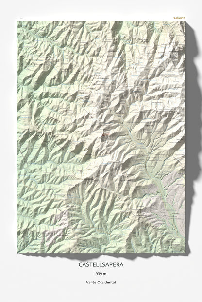 Mapa de relieve de Castellsapera, 939 m, Vallès Occidental, lámina 100 Cims de Trobart 61 × 91 cm.
