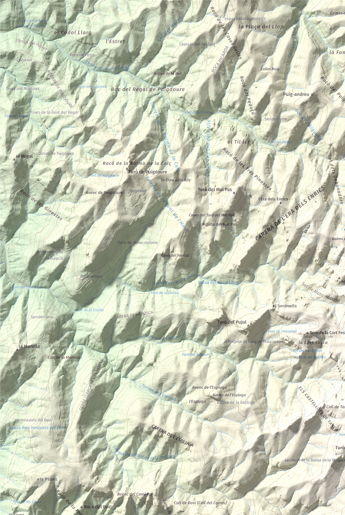 Mapa de relieve de Castellsapera, 939 m, Vallès Occidental, lámina 100 Cims de Trobart. Detalle de la zona superior izquierda. 61 × 91 cm.
