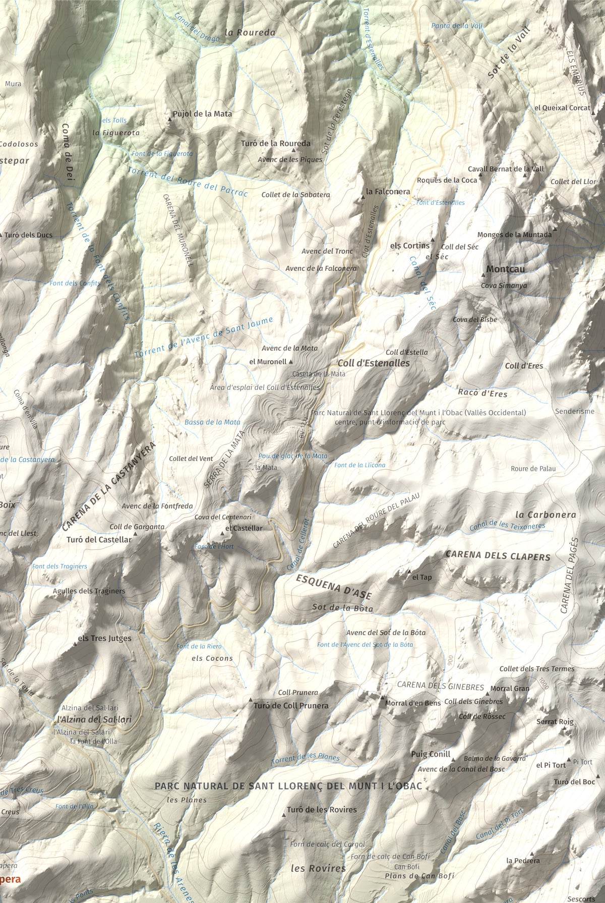 Mapa de relieve de Castellsapera, 939 m, Vallès Occidental, lámina 100 Cims de Trobart. Detalle de la zona superior derecha. 61 × 91 cm.