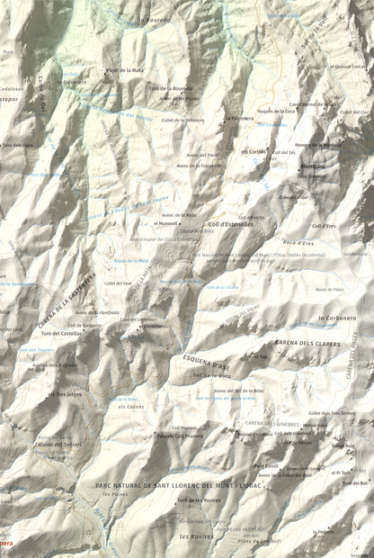 Mapa de relieve de Castellsapera, 939 m, Vallès Occidental, lámina 100 Cims de Trobart. Detalle de la zona superior derecha. 61 × 91 cm.