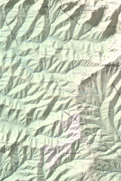 Mapa de relieve de Castellsapera, 939 m, Vallès Occidental, lámina 100 Cims de Trobart. Detalle de la zona inferior izquierda. 61 × 91 cm.