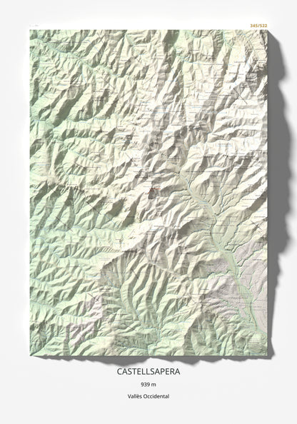 Mapa de relieve de Castellsapera, 939 m, Vallès Occidental, lámina 100 Cims de Trobart 70 × 100 cm.