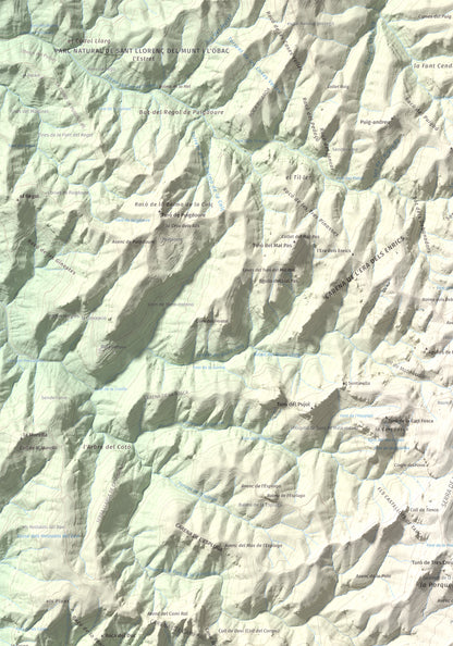 Mapa de relieve de Castellsapera, 939 m, Vallès Occidental, lámina 100 Cims de Trobart. Detalle de la zona superior izquierda. 70 × 100 cm.