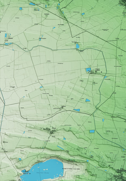 Mapa artístico del relieve de Castellserà, al Urgell, con 15 km de entorno y base topográfica ICGC. Detalle de la zona inferior izquierda.