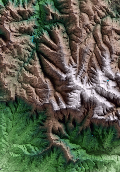 Mapa artístico del relieve de Castellterçol, al Moianès, con 15 km de entorno y base topográfica ICGC. Detalle de la zona inferior izquierda.