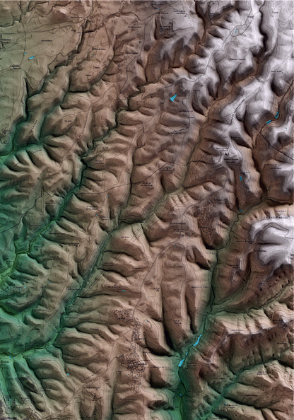 Mapa artístico del relieve de Castellterçol, al Moianès, con 15 km de entorno y base topográfica ICGC. Detalle de la zona superior derecha.