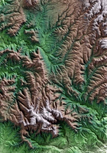 Mapa artístico del relieve de Castellterçol, al Moianès, con 15 km de entorno y base topográfica ICGC