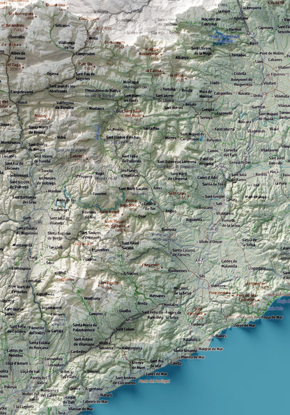 Mapa topogràfic de Catalunya en estil Cartogràfic. L’Empordà i el cap de Creus. 70 × 100 cm.