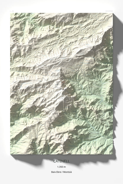 Mapa de relieve de Catinell, 1350 m, Baix Ebre · Montsià, lámina 100 Cims de Trobart 61 × 91 cm.