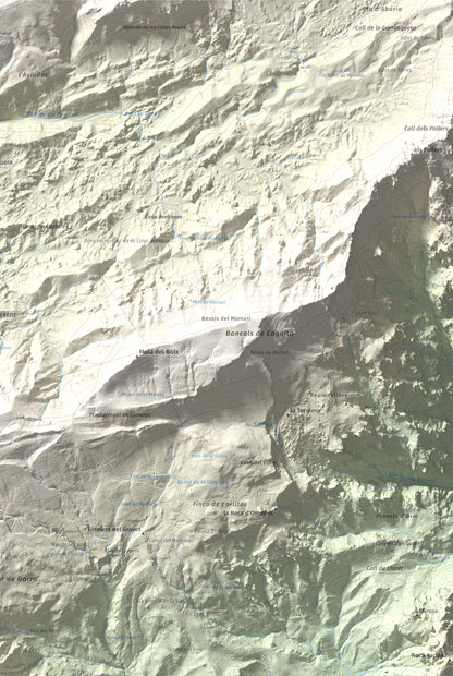 Mapa de relieve de Catinell, 1350 m, Baix Ebre · Montsià, lámina 100 Cims de Trobart. Detalle de la zona superior derecha. 61 × 91 cm.