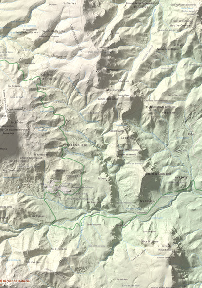 Mapa de relieve de Cavall Bernat de Llaberia, 840 m, Baix Camp, lámina 100 Cims de Trobart. Detalle de la zona superior derecha. 70 × 100 cm.
