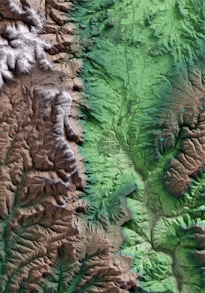 Mapa artístico del relieve de Centelles, a Osona, con 15 km de entorno y base topográfica ICGC