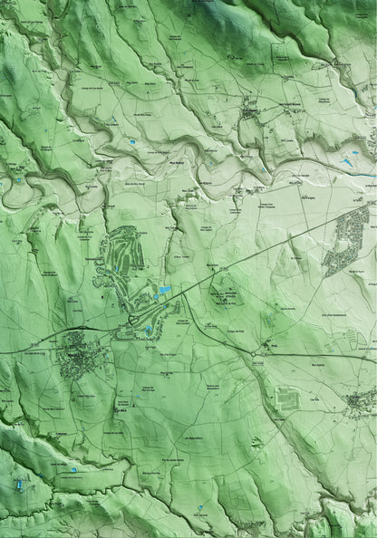 Mapa artístico del relieve de Cistella, al Alt Empordà, con 15 km de entorno y base topográfica ICGC. Detalle de la zona inferior derecha.