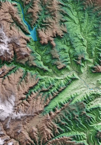 Mapa artístico del relieve de Clariana de Cardener, al Solsonès, con 15 km de entorno y base topográfica ICGC
