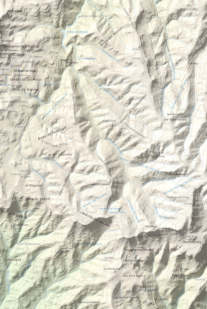 Mapa de relieve de Còdol del Castellar, 832 m, Moianès, lámina 100 Cims de Trobart. Detalle de la zona inferior derecha. 61 × 91 cm.