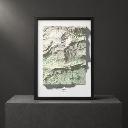Mapa de relieve de Cogulló d'Estela, 1870 m, Berguedà, lámina 100 Cims de Trobart. Presentación enmarcada. 70 × 100 cm.