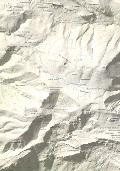 Mapa de relieve de Cogulló d'Estela, 1870 m, Berguedà, lámina 100 Cims de Trobart. Detalle de la zona superior izquierda. 70 × 100 cm.