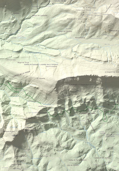 Mapa de relieve de Cogulló d'Estela, 1870 m, Berguedà, lámina 100 Cims de Trobart. Detalle de la zona inferior izquierda. 70 × 100 cm.