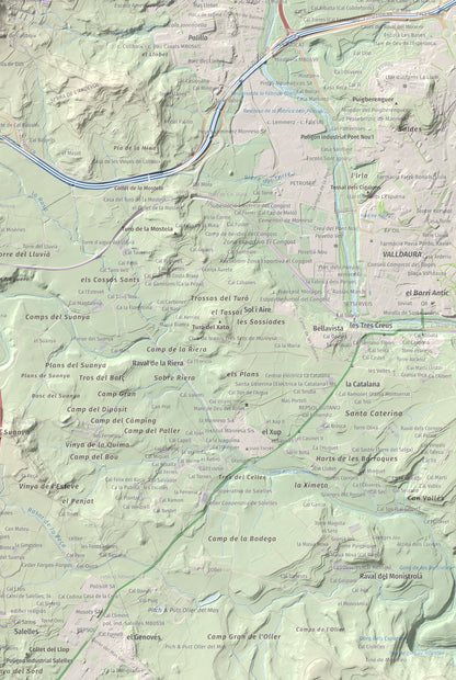 Mapa de relieve de Collbaix, 543 m, Bages, lámina 100 Cims de Trobart. Detalle de la zona inferior derecha. 61 × 91 cm.