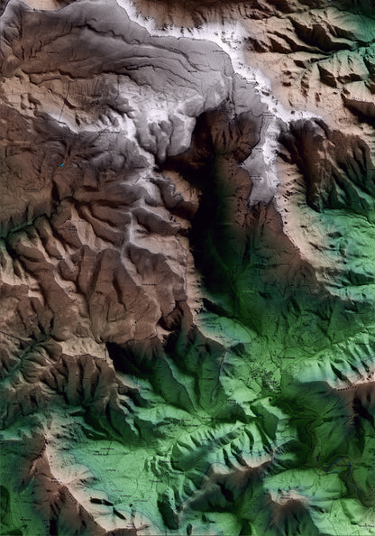Mapa artístico del relieve de Colldejou, al Baix Camp, con 15 km de entorno y base topográfica ICGC. Detalle de la zona inferior izquierda.