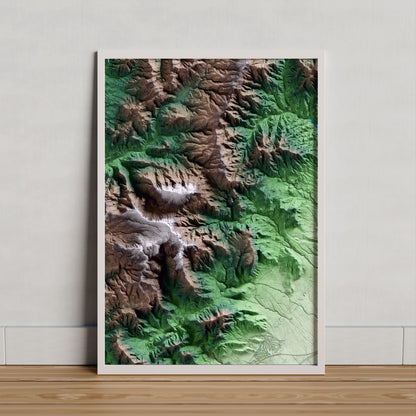 Mapa artístico del relieve de Colldejou, al Baix Camp, con 15 km de entorno y base topográfica ICGC. Presentación enmarcada.