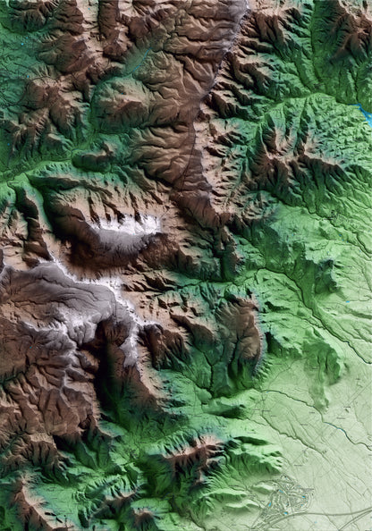 Mapa artístico del relieve de Colldejou, al Baix Camp, con 15 km de entorno y base topográfica ICGC