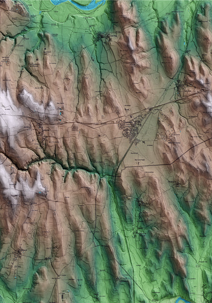 Mapa artístico del relieve de Colomers, al Baix Empordà, con 15 km de entorno y base topográfica ICGC. Detalle de la zona superior izquierda.