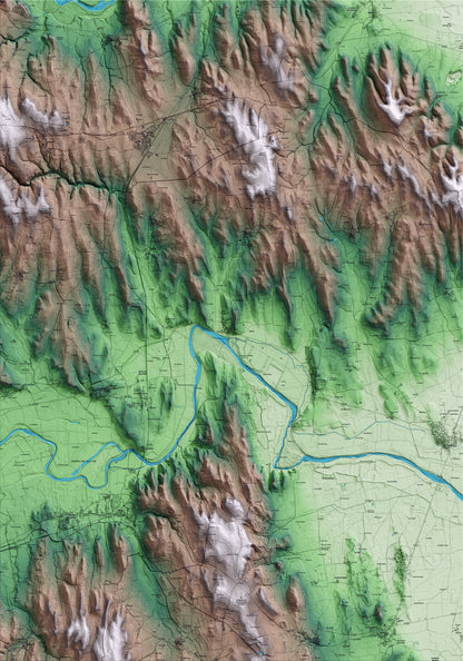 Mapa artístico del relieve de Colomers, al Baix Empordà, con 15 km de entorno y base topográfica ICGC