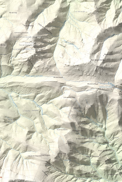Mapa de relieve de Comanegra, 1557 m, Garrotxa · Vallespir, lámina 100 Cims de Trobart. Detalle de la zona superior derecha. 61 × 91 cm.