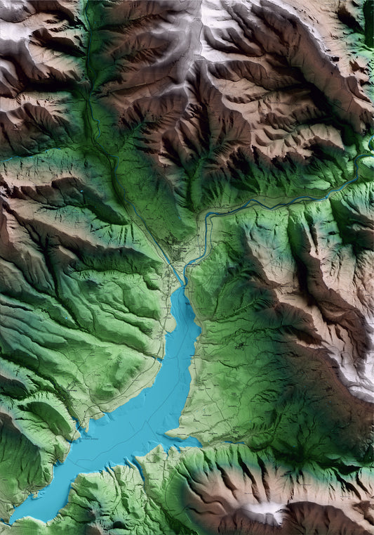 Mapa artístico del relieve de Conca de Dalt, al Pallars Jussà, con 15 km de entorno y base topográfica ICGC