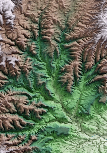 Mapa artístico del relieve de Copons, al Anoia, con 15 km de entorno y base topográfica ICGC