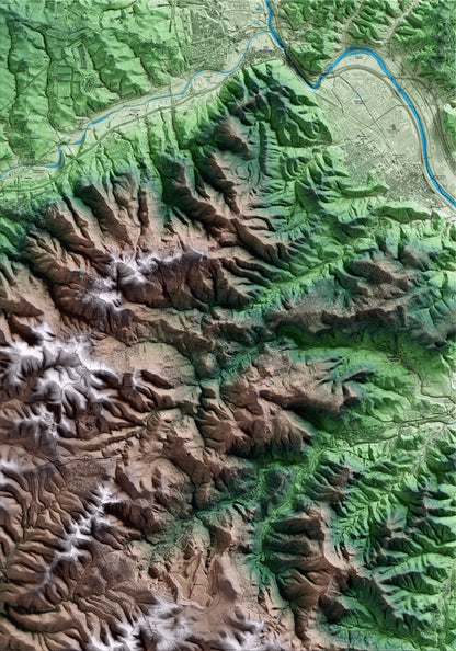 Mapa artístico del relieve de Corbera de Llobregat, al Baix Llobregat, con 15 km de entorno y base topográfica ICGC